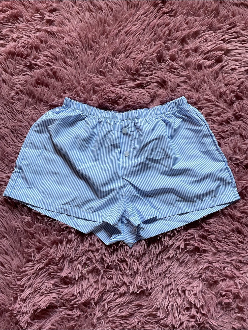 SHEIN Light Blue & White Striped Pajama Shorts